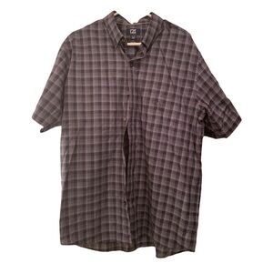 NWOT Cutter & Buck Men's Black and Gray Plaid Button Down Shirt